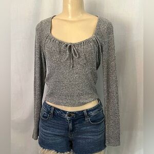 Hollister Charcoal Long Sleeve Women's Top